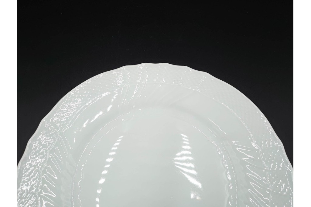 イタリア　Richard Ginori(リチャードジノリ)　ベッキオホワイト　直径約26cm　白磁の縁取りが上品なプレート6枚セット　(R-085297)