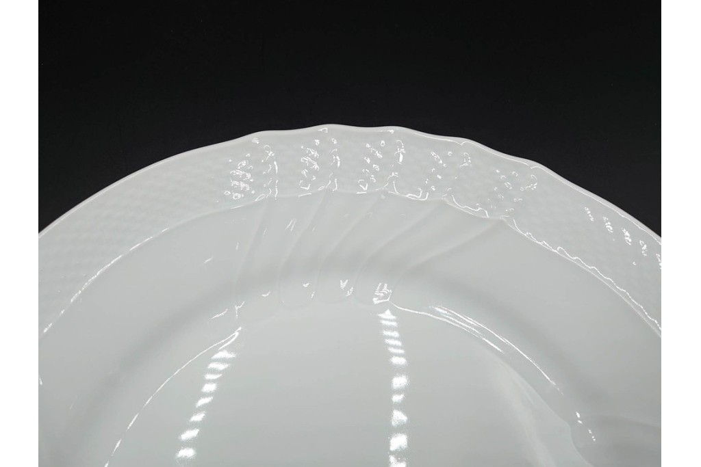 イタリア　Richard Ginori(リチャードジノリ)　ベッキオホワイト　直径約26cm　白磁の縁取りが上品なプレート6枚セット　(R-085297)