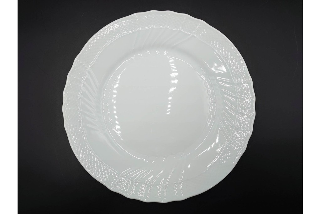 イタリア　Richard Ginori(リチャードジノリ)　ベッキオホワイト　直径約26cm　白磁の縁取りが上品なプレート6枚セット　(R-085297)