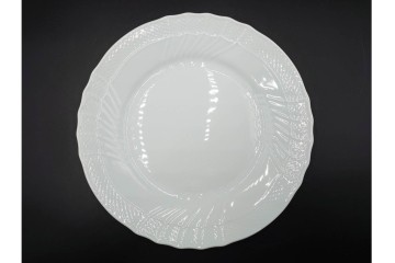 イタリア　Richard Ginori(リチャードジノリ)　ベッキオホワイト　直径約26cm　白磁の縁取りが上品なプレート6枚セット　(R-085297)