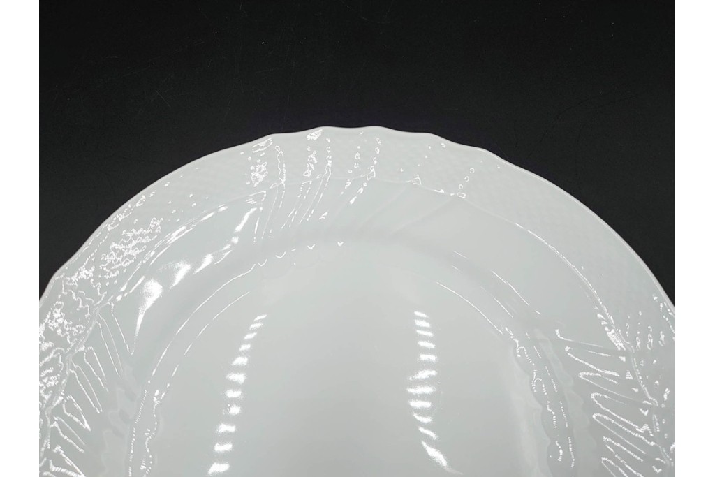 イタリア　Richard Ginori(リチャードジノリ)　ベッキオホワイト　直径約26cm　白磁の縁取りが上品なプレート6枚セット　(R-085297)