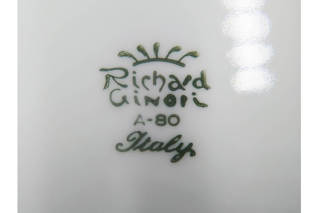 イタリア　Richard Ginori(リチャードジノリ)　ベッキオホワイト　直径約26cm　白磁の縁取りが上品なプレート6枚セット　(R-085297)