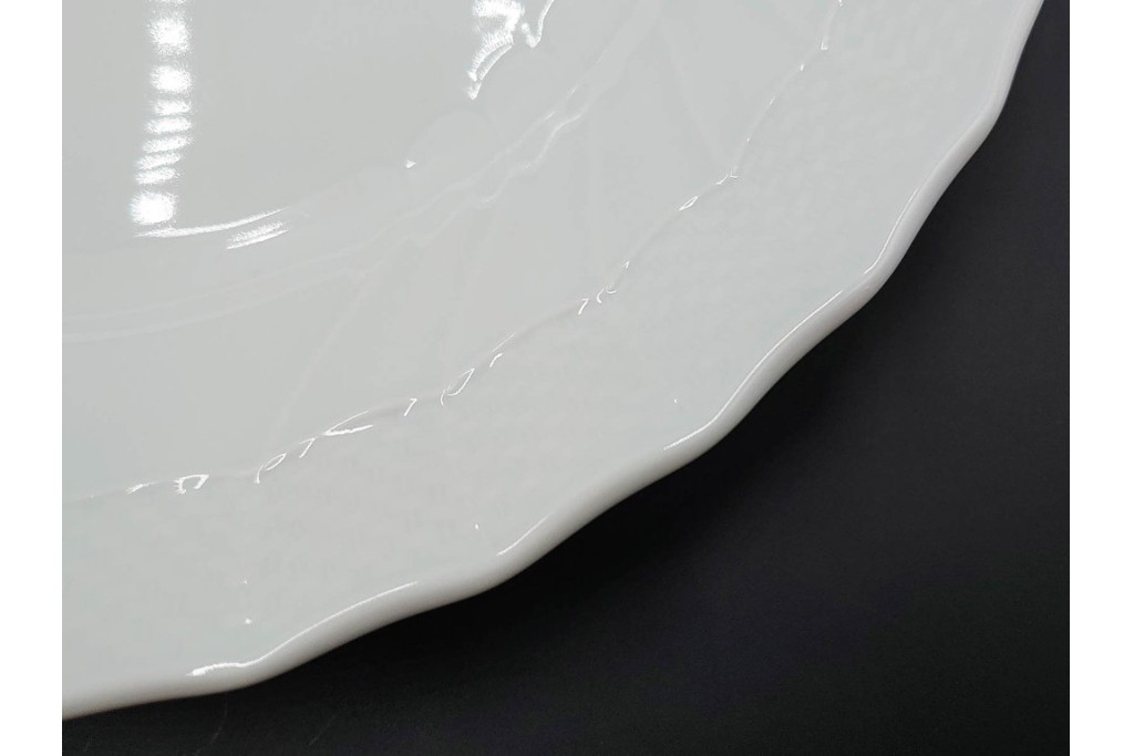 イタリア　Richard Ginori(リチャードジノリ)　ベッキオホワイト　直径約26cm　白磁の縁取りが上品なプレート6枚セット　(R-085297)