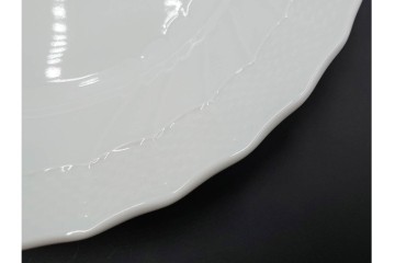 イタリア　Richard Ginori(リチャードジノリ)　ベッキオホワイト　直径約26cm　白磁の縁取りが上品なプレート6枚セット　(R-085297)