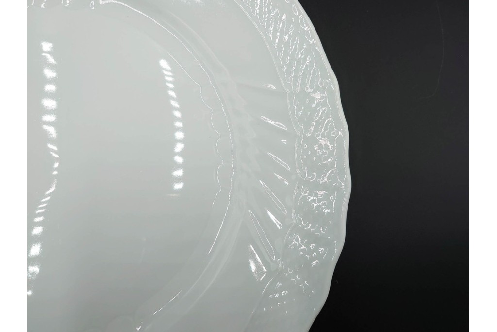 イタリア　Richard Ginori(リチャードジノリ)　ベッキオホワイト　直径約26cm　白磁の縁取りが上品なプレート6枚セット　(R-085297)