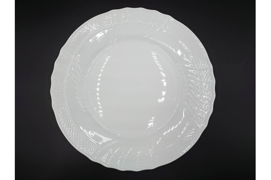 イタリア　Richard Ginori(リチャードジノリ)　ベッキオホワイト　直径約26cm　白磁の縁取りが上品なプレート6枚セット　(R-085297)