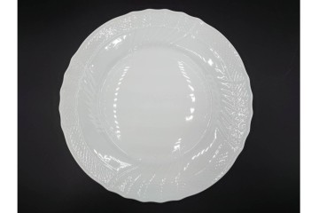 イタリア　Richard Ginori(リチャードジノリ)　ベッキオホワイト　直径約26cm　白磁の縁取りが上品なプレート6枚セット　(R-085297)