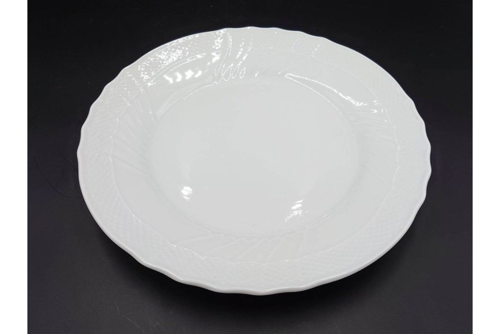 イタリア　Richard Ginori(リチャードジノリ)　ベッキオホワイト　直径約26cm　白磁の縁取りが上品なプレート6枚セット　(R-085297)