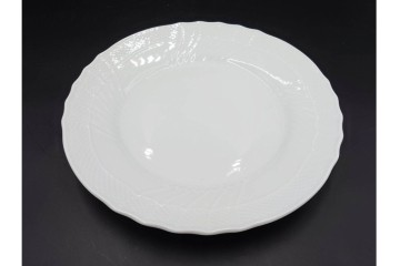 イタリア　Richard Ginori(リチャードジノリ)　ベッキオホワイト　直径約26cm　白磁の縁取りが上品なプレート6枚セット　(R-085297)