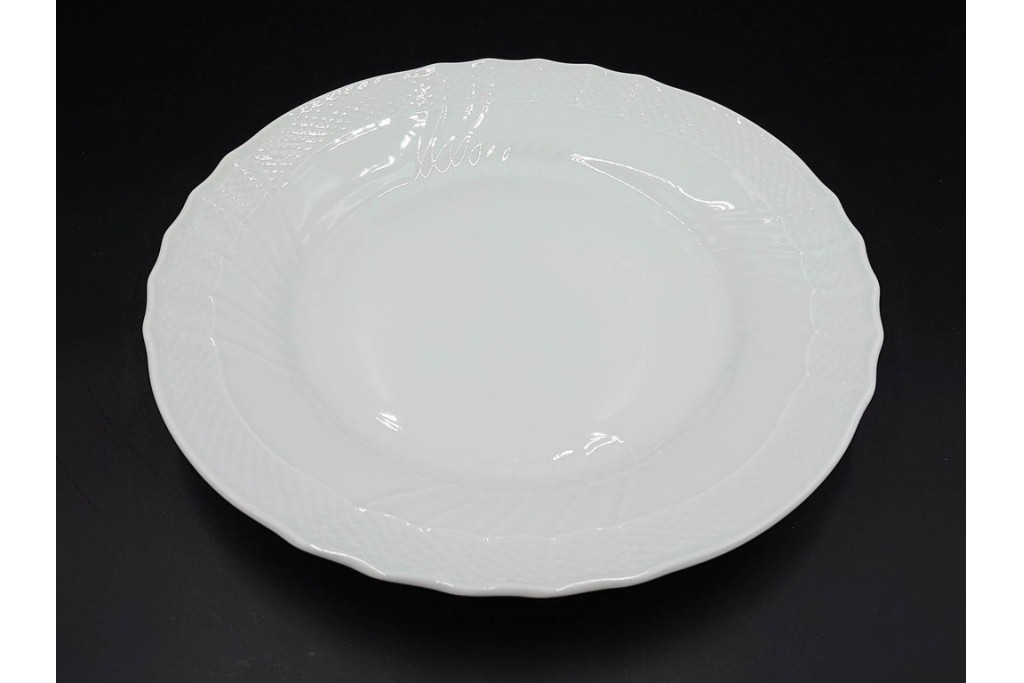 イタリア　Richard Ginori(リチャードジノリ)　ベッキオホワイト　直径約26cm　白磁の縁取りが上品なプレート6枚セット　(R-085297)