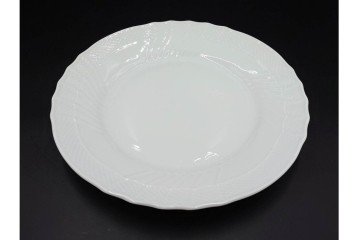 イタリア　Richard Ginori(リチャードジノリ)　ベッキオホワイト　直径約26cm　白磁の縁取りが上品なプレート6枚セット　(R-085297)