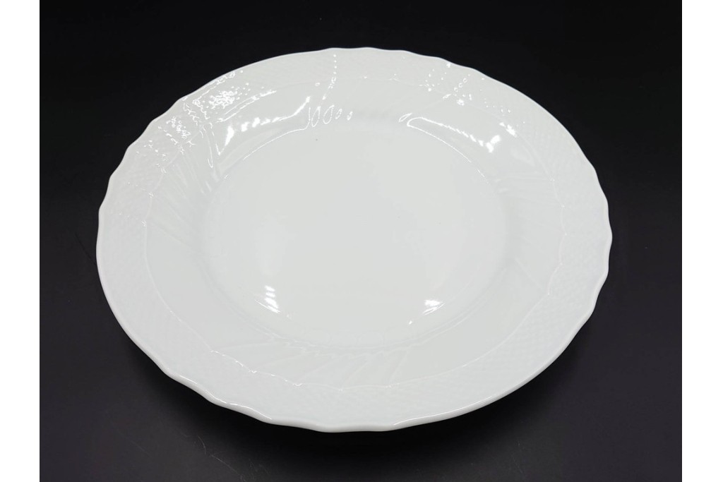 イタリア　Richard Ginori(リチャードジノリ)　ベッキオホワイト　直径約26cm　白磁の縁取りが上品なプレート6枚セット　(R-085297)