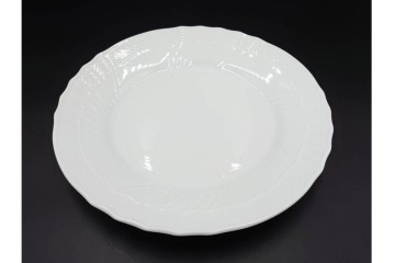 イタリア　Richard Ginori(リチャードジノリ)　ベッキオホワイト　直径約26cm　白磁の縁取りが上品なプレート6枚セット　(R-085297)