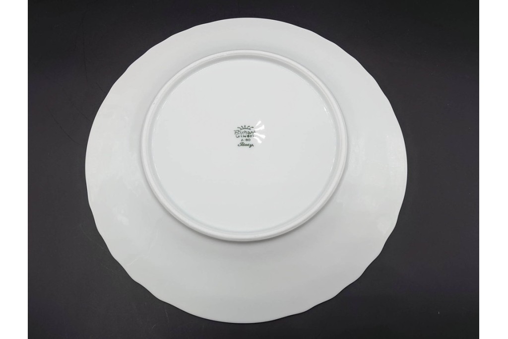イタリア　Richard Ginori(リチャードジノリ)　ベッキオホワイト　直径約26cm　白磁の縁取りが上品なプレート6枚セット　(R-085297)