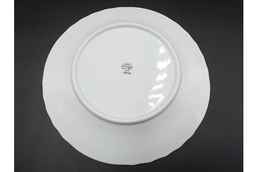イタリア　Richard Ginori(リチャードジノリ)　ベッキオホワイト　直径約26cm　白磁の縁取りが上品なプレート6枚セット　(R-085297)