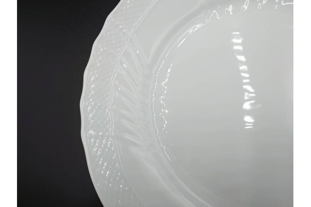 イタリア　Richard Ginori(リチャードジノリ)　ベッキオホワイト　直径約26cm　白磁の縁取りが上品なプレート6枚セット　(R-085297)