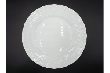 イタリア　Richard Ginori(リチャードジノリ)　ベッキオホワイト　直径約26cm　白磁の縁取りが上品なプレート6枚セット　(R-085297)