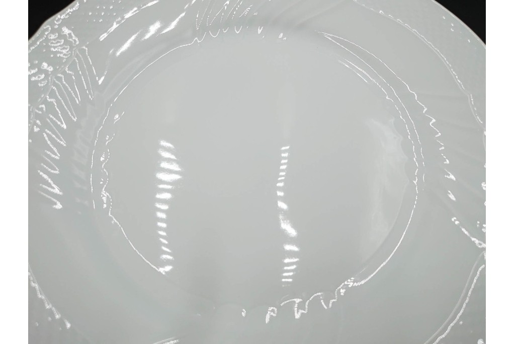 イタリア　Richard Ginori(リチャードジノリ)　ベッキオホワイト　直径約26cm　白磁の縁取りが上品なプレート6枚セット　(R-085297)