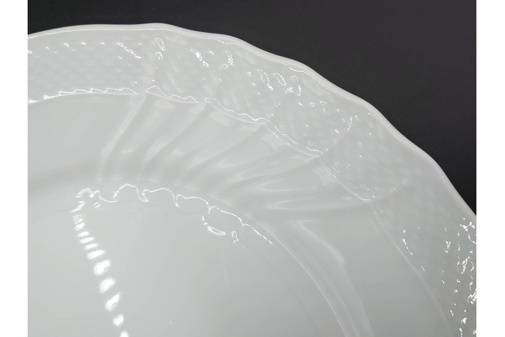 イタリア　Richard Ginori(リチャードジノリ)　ベッキオホワイト　直径約26cm　白磁の縁取りが上品なプレート6枚セット　(R-085297)