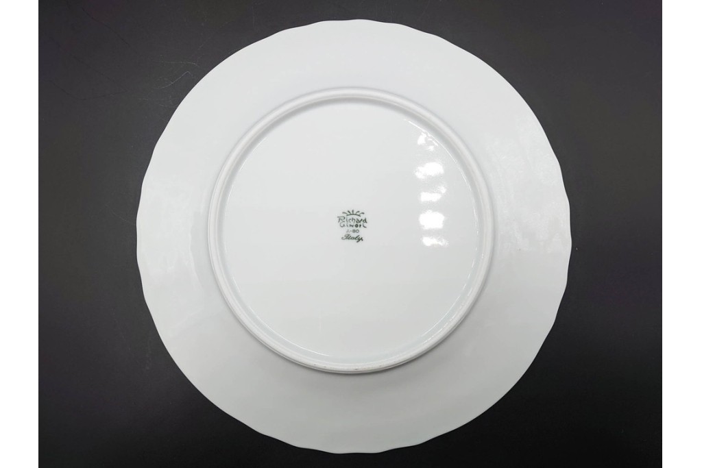 イタリア　Richard Ginori(リチャードジノリ)　ベッキオホワイト　直径約26cm　白磁の縁取りが上品なプレート6枚セット　(R-085297)