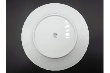 イタリア　Richard Ginori(リチャードジノリ)　ベッキオホワイト　直径約26cm　白磁の縁取りが上品なプレート6枚セット　(R-085297)