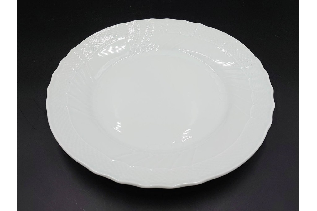 イタリア　Richard Ginori(リチャードジノリ)　ベッキオホワイト　直径約26cm　白磁の縁取りが上品なプレート6枚セット　(R-085297)