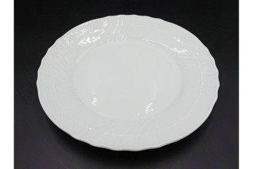 イタリア　Richard Ginori(リチャードジノリ)　ベッキオホワイト　直径約26cm　白磁の縁取りが上品なプレート6枚セット　(R-085297)