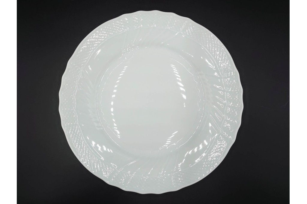 イタリア　Richard Ginori(リチャードジノリ)　ベッキオホワイト　直径約26cm　白磁の縁取りが上品なプレート6枚セット　(R-085297)