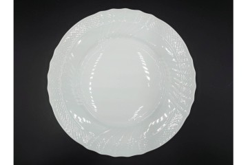 イタリア　Richard Ginori(リチャードジノリ)　ベッキオホワイト　直径約26cm　白磁の縁取りが上品なプレート6枚セット　(R-085297)