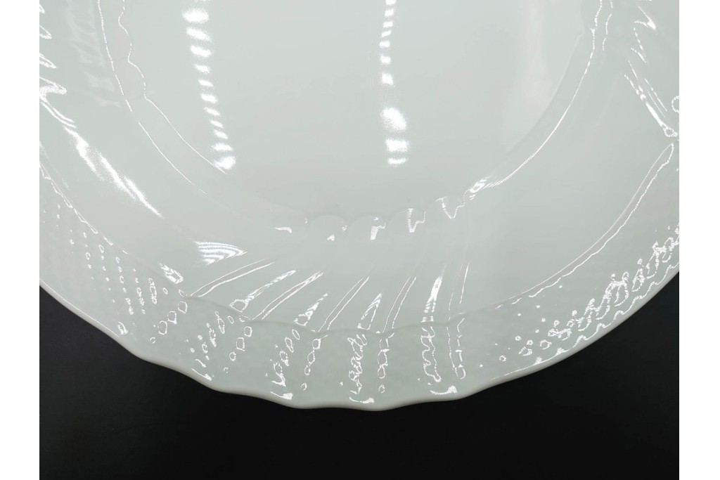 イタリア　Richard Ginori(リチャードジノリ)　ベッキオホワイト　直径約26cm　白磁の縁取りが上品なプレート6枚セット　(R-085297)