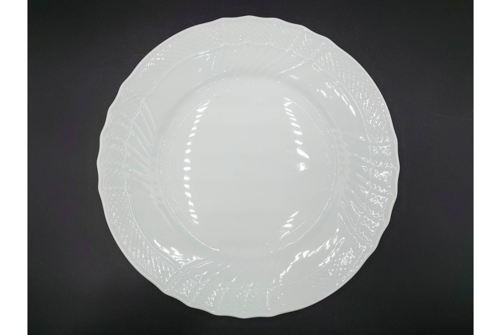 イタリア　Richard Ginori(リチャードジノリ)　ベッキオホワイト　直径約26cm　白磁の縁取りが上品なプレート6枚セット　(R-085297)