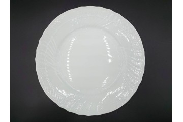 イタリア　Richard Ginori(リチャードジノリ)　ベッキオホワイト　直径約26cm　白磁の縁取りが上品なプレート6枚セット　(R-085297)