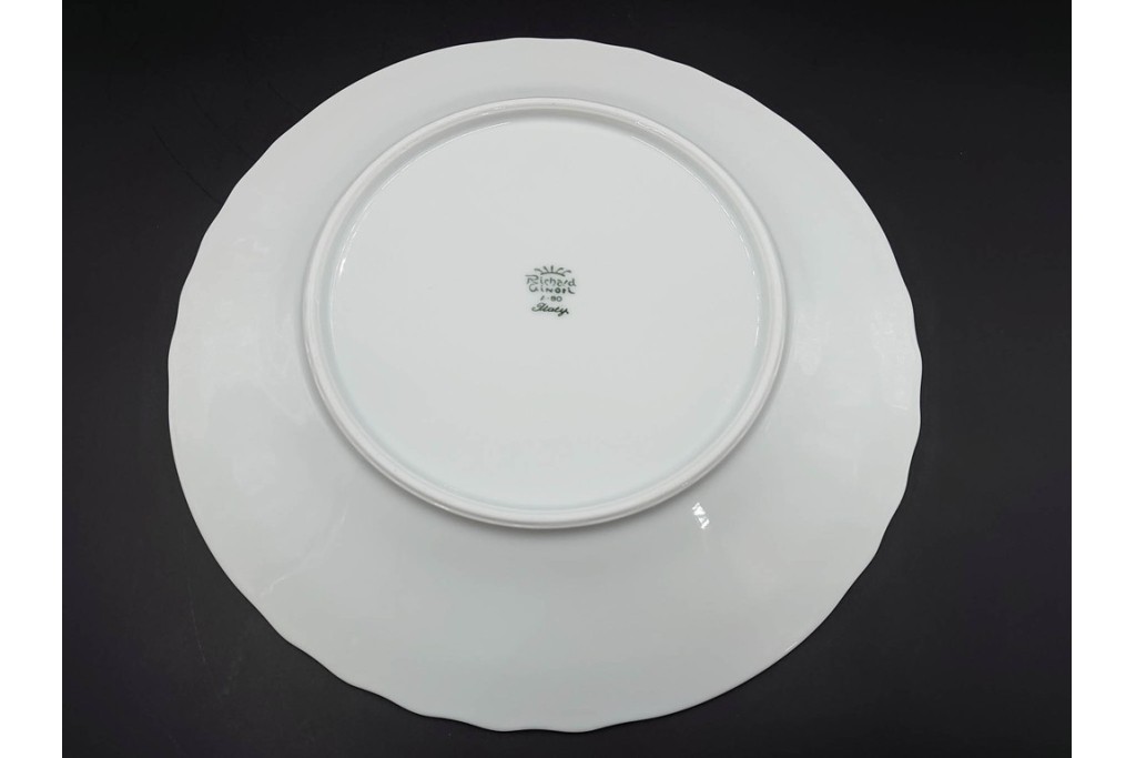 イタリア　Richard Ginori(リチャードジノリ)　ベッキオホワイト　直径約26cm　白磁の縁取りが上品なプレート6枚セット　(R-085297)