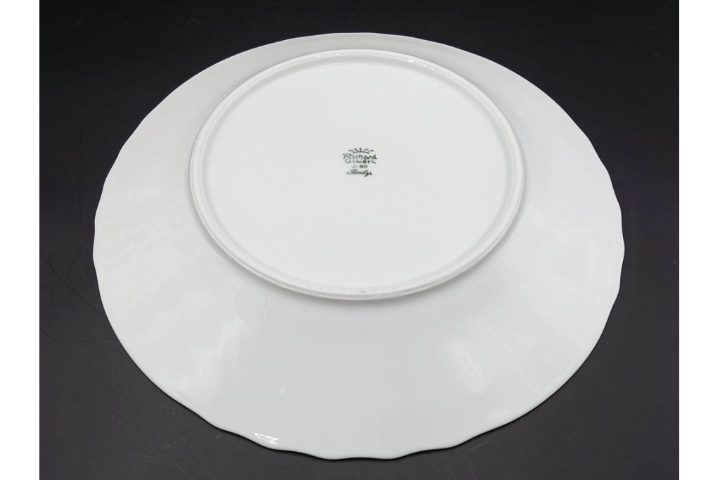 イタリア　Richard Ginori(リチャードジノリ)　ベッキオホワイト　直径約26cm　白磁の縁取りが上品なプレート6枚セット　(R-085297)