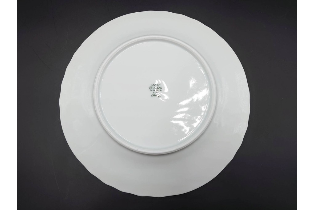 イタリア　Richard Ginori(リチャードジノリ)　ベッキオホワイト　直径約26cm　白磁の縁取りが上品なプレート6枚セット　(R-085297)