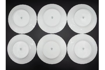 イタリア　Richard Ginori(リチャードジノリ)　ベッキオホワイト　直径約26cm　白磁の縁取りが上品なプレート6枚セット　(R-085297)