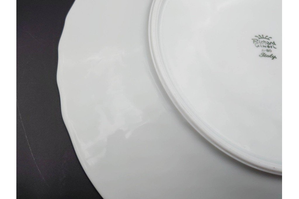 イタリア　Richard Ginori(リチャードジノリ)　ベッキオホワイト　直径約26cm　白磁の縁取りが上品なプレート6枚セット　(R-085297)