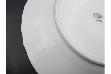 イタリア　Richard Ginori(リチャードジノリ)　ベッキオホワイト　直径約26cm　白磁の縁取りが上品なプレート6枚セット　(R-085297)