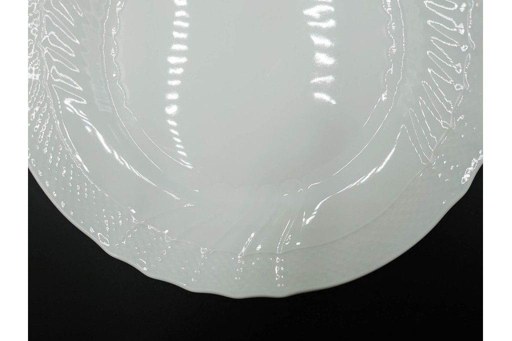 イタリア　Richard Ginori(リチャードジノリ)　ベッキオホワイト　直径約26cm　白磁の縁取りが上品なプレート6枚セット　(R-085297)