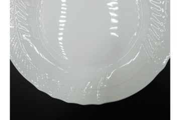 イタリア　Richard Ginori(リチャードジノリ)　ベッキオホワイト　直径約26cm　白磁の縁取りが上品なプレート6枚セット　(R-085297)