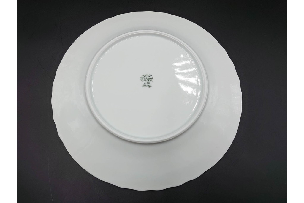 イタリア　Richard Ginori(リチャードジノリ)　ベッキオホワイト　直径約26cm　白磁の縁取りが上品なプレート6枚セット　(R-085297)