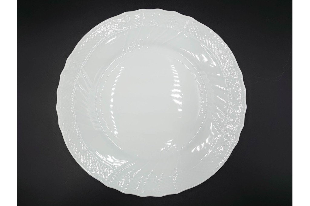 イタリア　Richard Ginori(リチャードジノリ)　ベッキオホワイト　直径約26cm　白磁の縁取りが上品なプレート6枚セット　(R-085297)