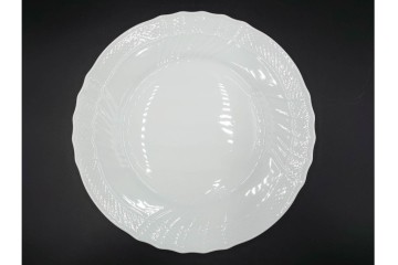 イタリア　Richard Ginori(リチャードジノリ)　ベッキオホワイト　直径約26cm　白磁の縁取りが上品なプレート6枚セット　(R-085297)