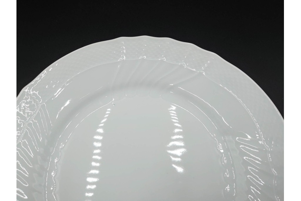 イタリア　Richard Ginori(リチャードジノリ)　ベッキオホワイト　直径約26cm　白磁の縁取りが上品なプレート6枚セット　(R-085297)