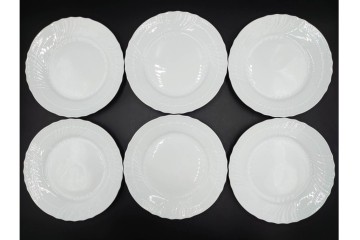 イタリア　Richard Ginori(リチャードジノリ)　ベッキオホワイト　直径約26cm　白磁の縁取りが上品なプレート6枚セット　(R-085297)