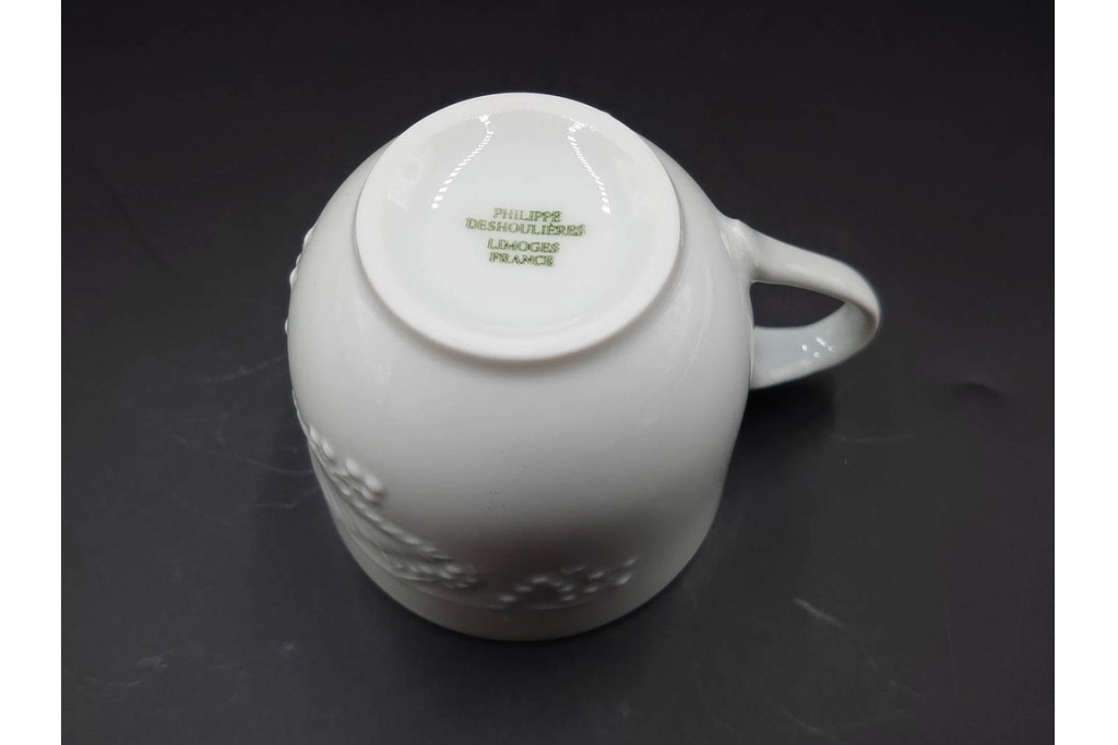 フランス　LIMOGES(リモージュ)　Philippe Deshoulieres(フィリップ デズリエ)　上質な白磁のコーヒーカップ&ソーサー6客セット　(R-085298)