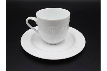 フランス　LIMOGES(リモージュ)　Philippe Deshoulieres(フィリップ デズリエ)　上質な白磁のコーヒーカップ&ソーサー6客セット　(R-085298)