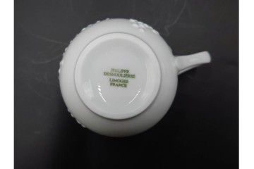 フランス　LIMOGES(リモージュ)　Philippe Deshoulieres(フィリップ デズリエ)　上質な白磁のコーヒーカップ&ソーサー6客セット　(R-085298)