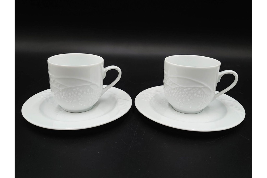 フランス　LIMOGES(リモージュ)　Philippe Deshoulieres(フィリップ デズリエ)　上質な白磁のコーヒーカップ&ソーサー6客セット　(R-085298)