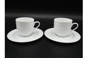 フランス　LIMOGES(リモージュ)　Philippe Deshoulieres(フィリップ デズリエ)　上質な白磁のコーヒーカップ&ソーサー6客セット　(R-085298)